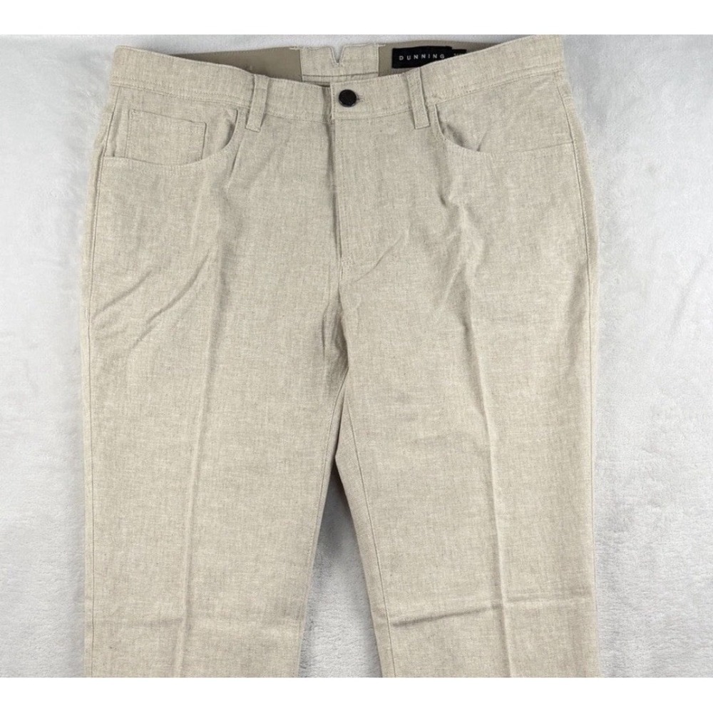 Dunning Pants Mens 34x32 Linen Cotton Blend Golf Beige Chino Oatmeal Stretch